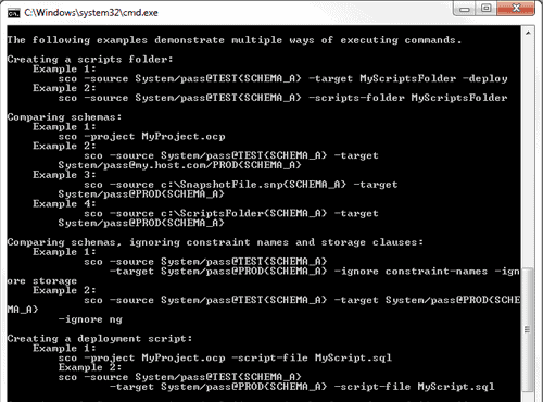 Screenshot: Command line options.
